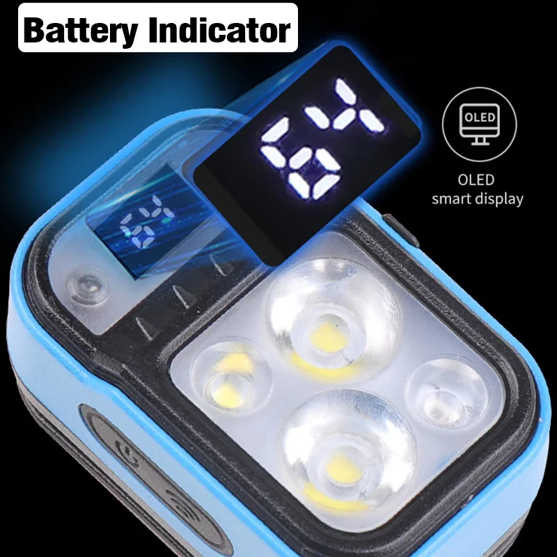 멀티 광원 헤드램프, 적색 조명, 휴대용 LED 헤드 램프, 충전식 헤드라이트, 배터리 디스플레이, 방수 램프, 1-3 개