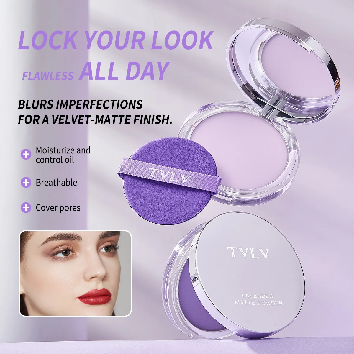 Waterproof Violet Cream powder Natural Stick Facial Long term Oil Control Easy Apply Makeup Powder Cosmetics 2 Waterproof Violet Cream powder Natural Stick Facial Long term Oil Control Easy Apply Makeup Powder Cosmetics 2