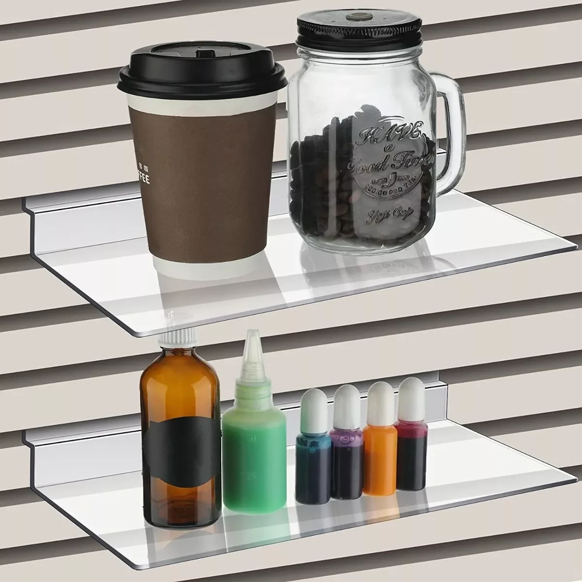 5/10 PCS Slatwall Shelves Hanging Slatwall Accessories Clear Shelf Plastic Shelves for Wall, Home Shoe Stores