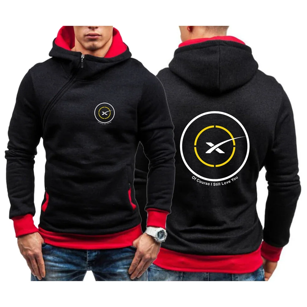 

2024 SpaceX Men's New Space X Hight Quality Hooded Long Sleeve Diagonal Zip Hoodie Fashion Casual Jacket Sweatshirt Pullover Top