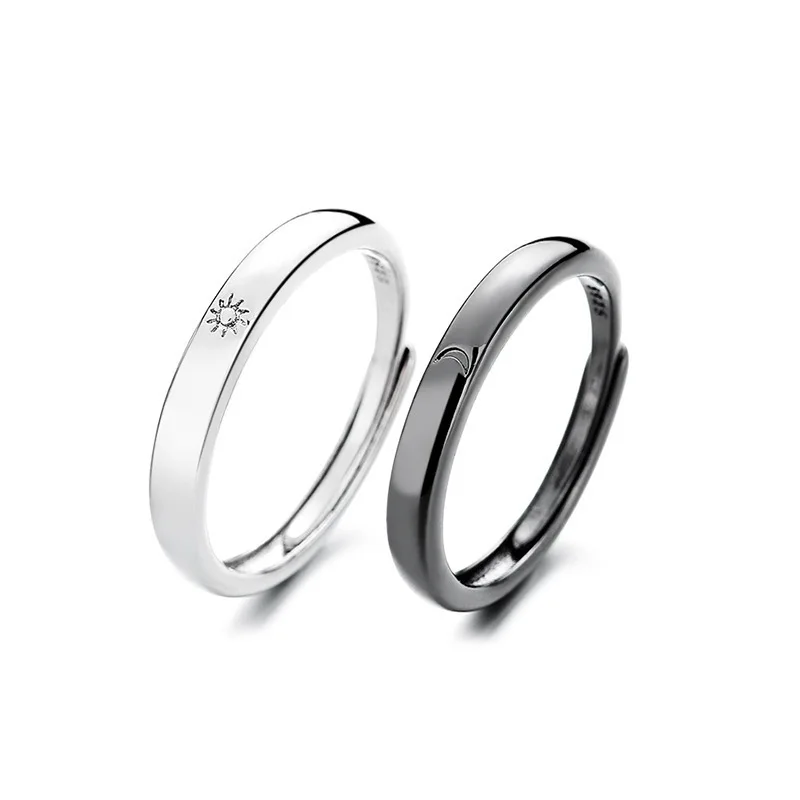 Fashion Simple Couple Ring Silver Color Sun Moon Adjustable Open Ring Jewelry For Women Men Wedding Anniversary Gifts fashion rings couple rings fashion ring finger rings