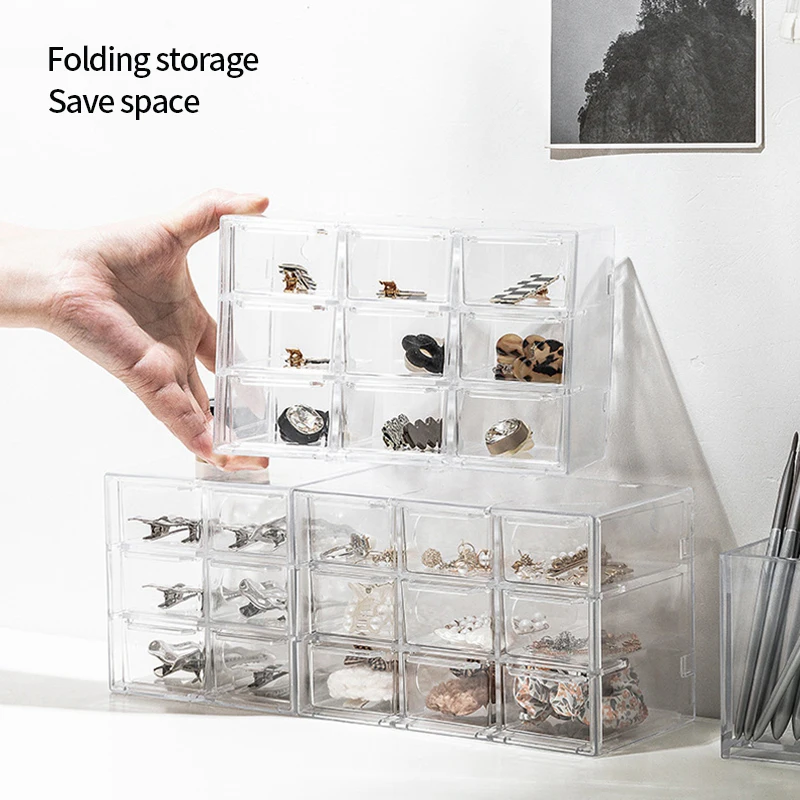 Acrylic Storage Box 6/9/12 Grids Jewelry Organizer Transparent Display for Earring Necklace Cosmetics Storage Case Drawer 5