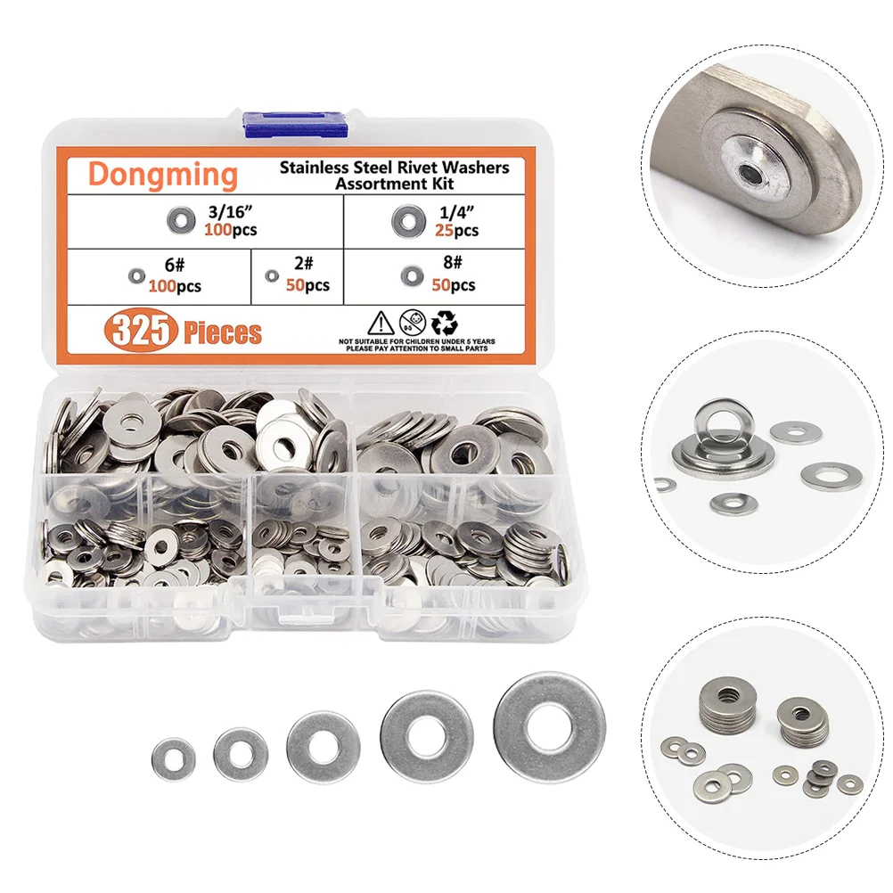 

325 Pcs Gasket Flat Washer Set Washers Assortment Stainless Steel Metal Gaskets
