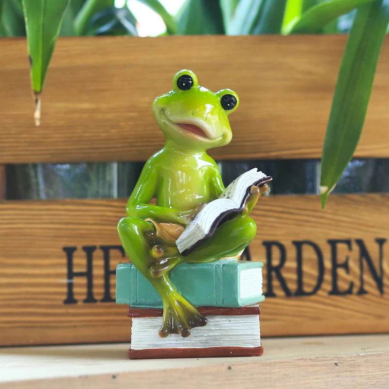 

Creative Cute Cartoons Resin Frog Sculpture Ornaments Home Outdoor Courtyard Micro Landscape Crafts Miniature Garden Decoration