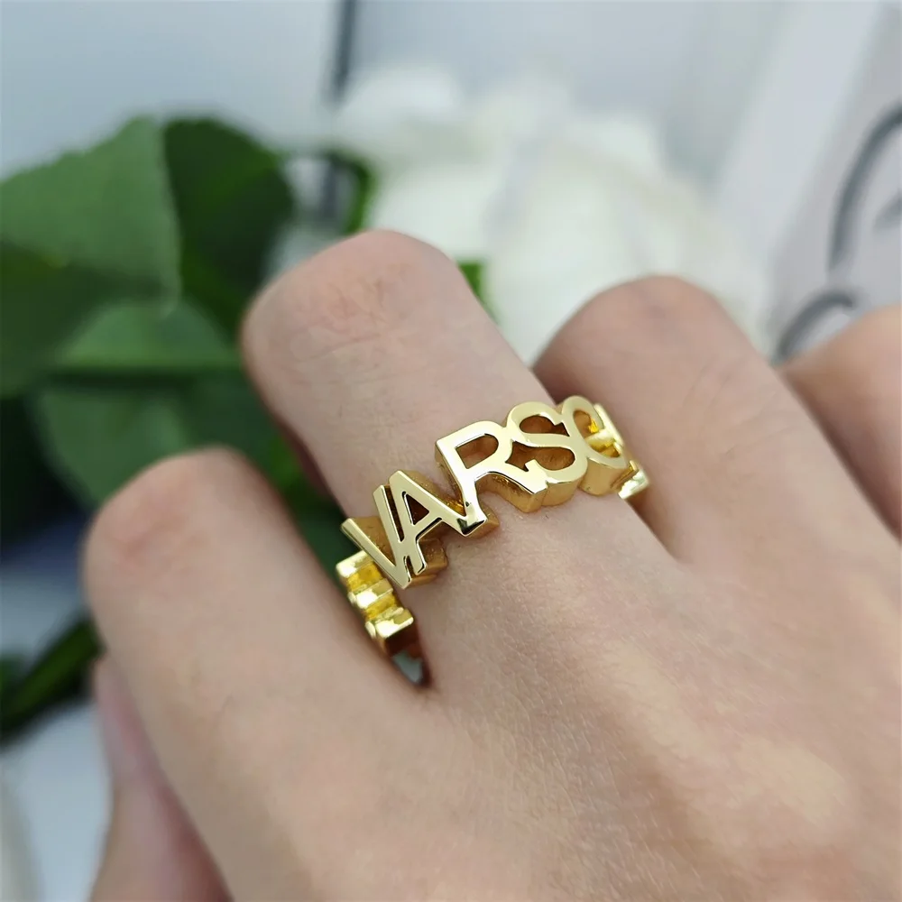 2023 Personalized Stainless Steel Verce Designer Ring Custom Gold Plated Hallow Name Earring For Women Party Jewelry Gifts