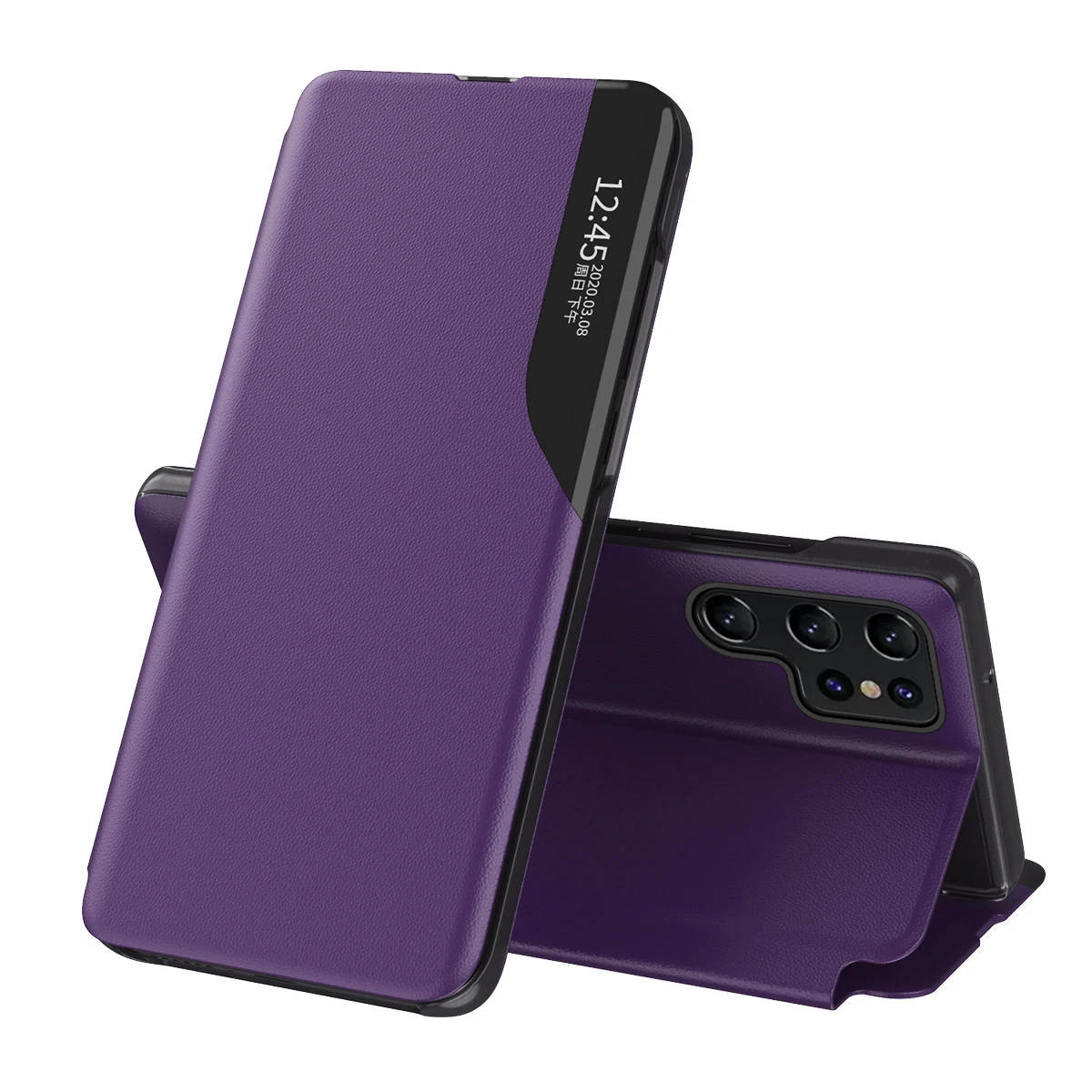 Premium Smart Window Flip Case - Magnetic Leather Cover