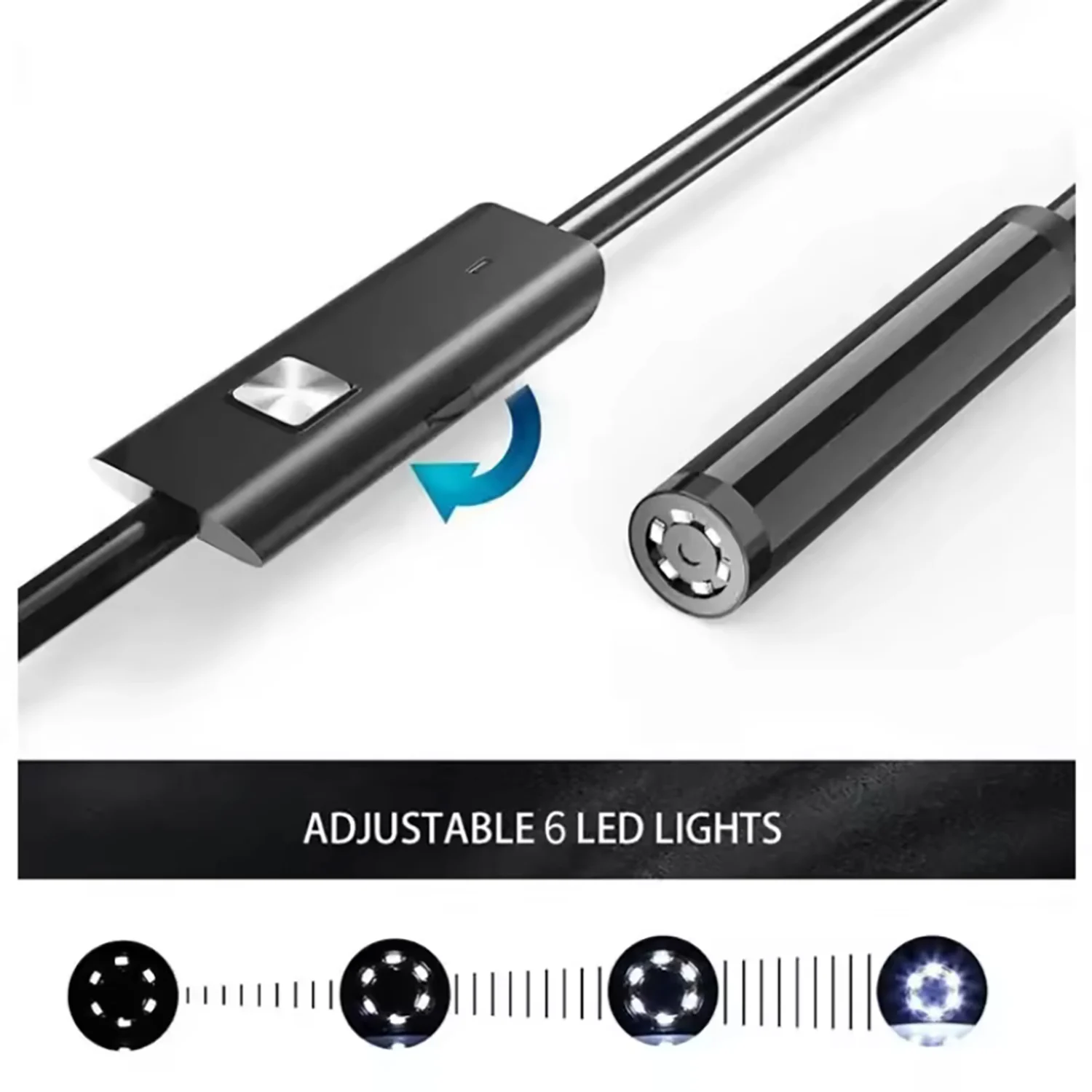 7.0MM TYPE-C Endoscope Camera IP67 Waterproof 6 LEDs Adjustable USB Android Flexible Inspection Borescope Cameras for Phone PC