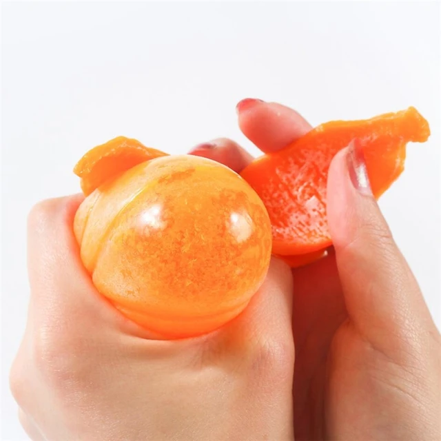 1Set Squeeze Orange Fidget Miniature Novelty Realistic Peeling Orange Prank Trick Toy with Slow Bounce Anti-Anxiety Toy 5