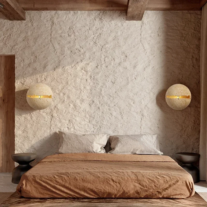 Modern Creative Travertine Wall Light Natural Stone Wall Lamp Home Decor LED Sconce Atmosphere Corridor Light Fixtures