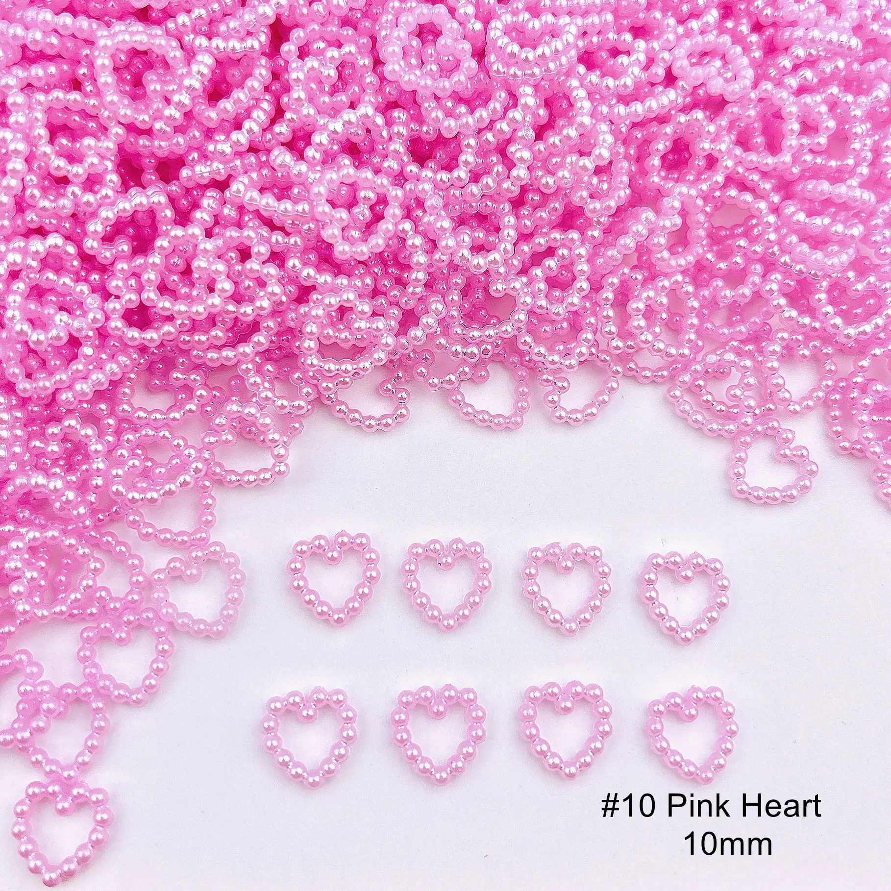 Elegant Pearl Heart Nail Art Charms Set - 50 Pieces 3D Decorative Beads and Rhinestones