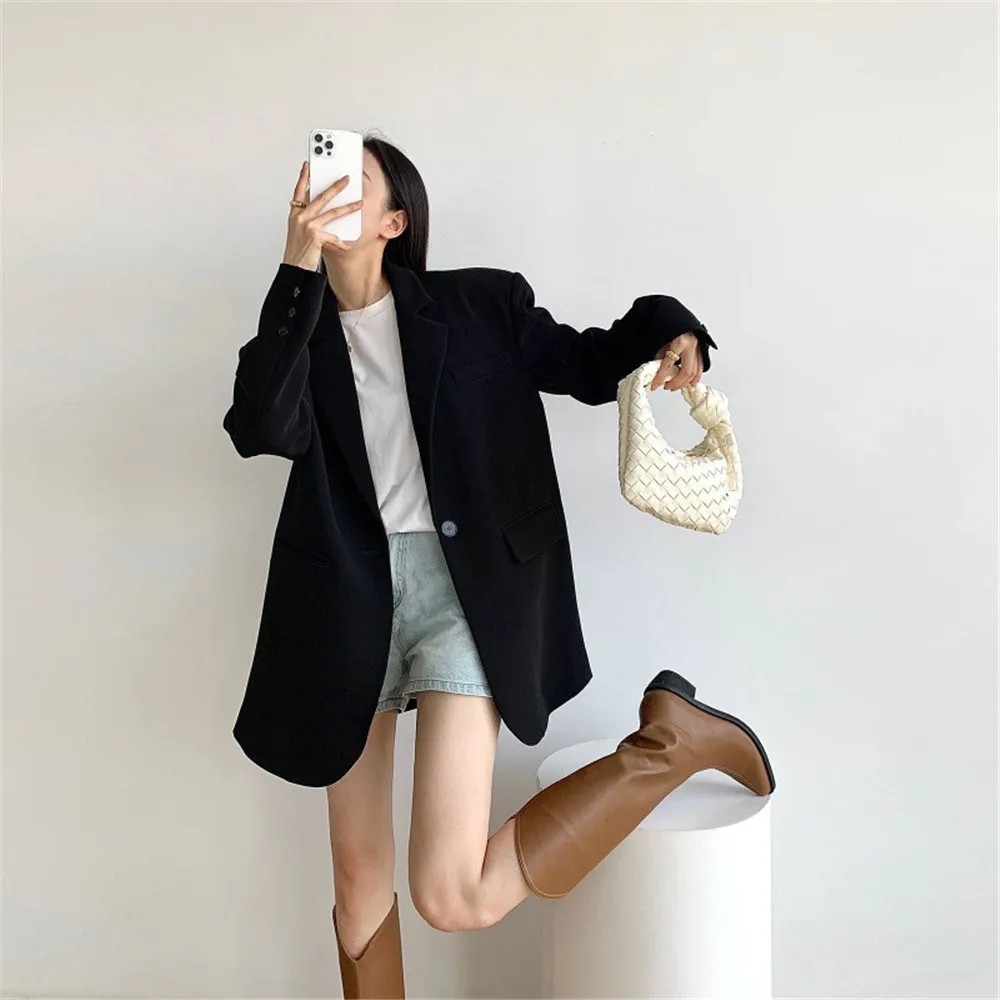 Woman ClothingWomen'S Black Casual Small Suit Coat, Mid Length, Advanced Design Sense, Spring And Autumn Fashion, New, 2024