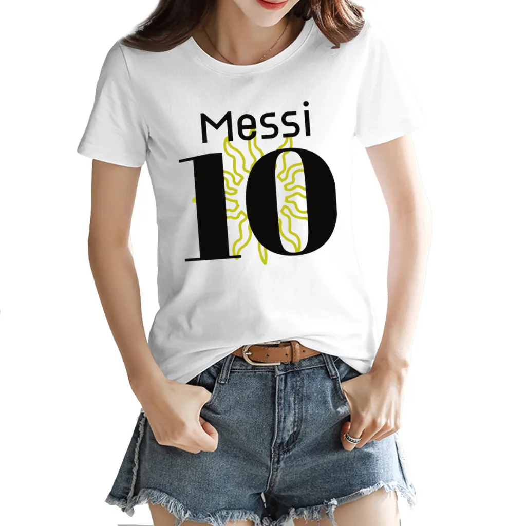 Argentina Football Team Lioneler E Messi Movement Title T-Shirt Da Donna Football Team Leisure Graphic Tees Vintage