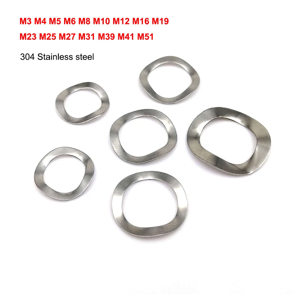 

304 Stainless Steel Bearing Shafts Three Wave Crest Type Spring Washer Gasket M3 M4 M5 M6 M8 M10 M12 M14 M16-M51