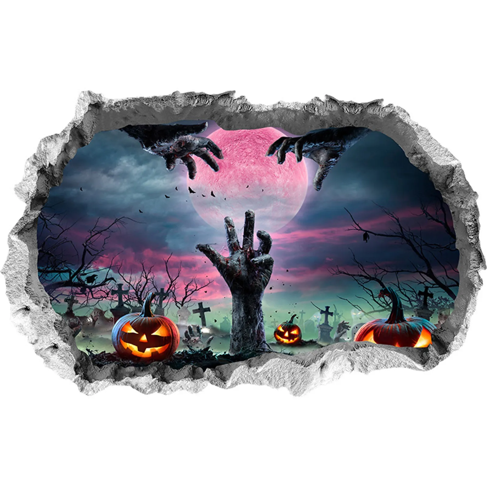 3d Wall Stickers Scary Ghost Halloween Removable Interior Decoration Scary Atmosphere Bar Party Spooky Decoration Props.