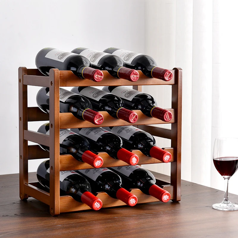 

2/3/4-Layer Vintage Wooden Wine Storage Rack Cabinet Wine Bottle Stand Holder Bar Home Kitchen Wine Display Shelf