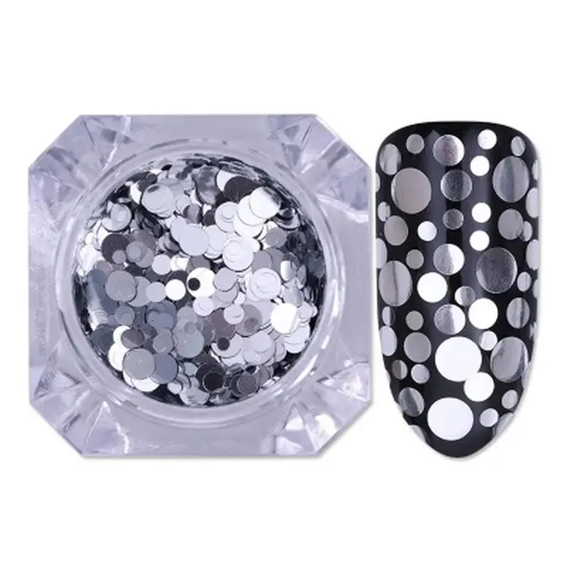 Mixed Size Nail Glitter Paillette Sequins Holographic Silver Flakies Colorful Round Rhombus 5