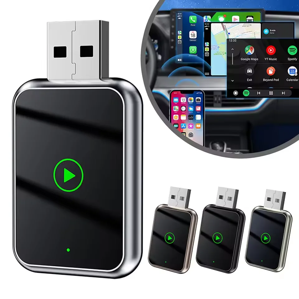 2in1 Wireless CarPlay Android Auto Adapter WiFi BT5.0 Smart Dongle Type-C Plug&Play Mini AI Box for iPhone Android Wired CarPlay