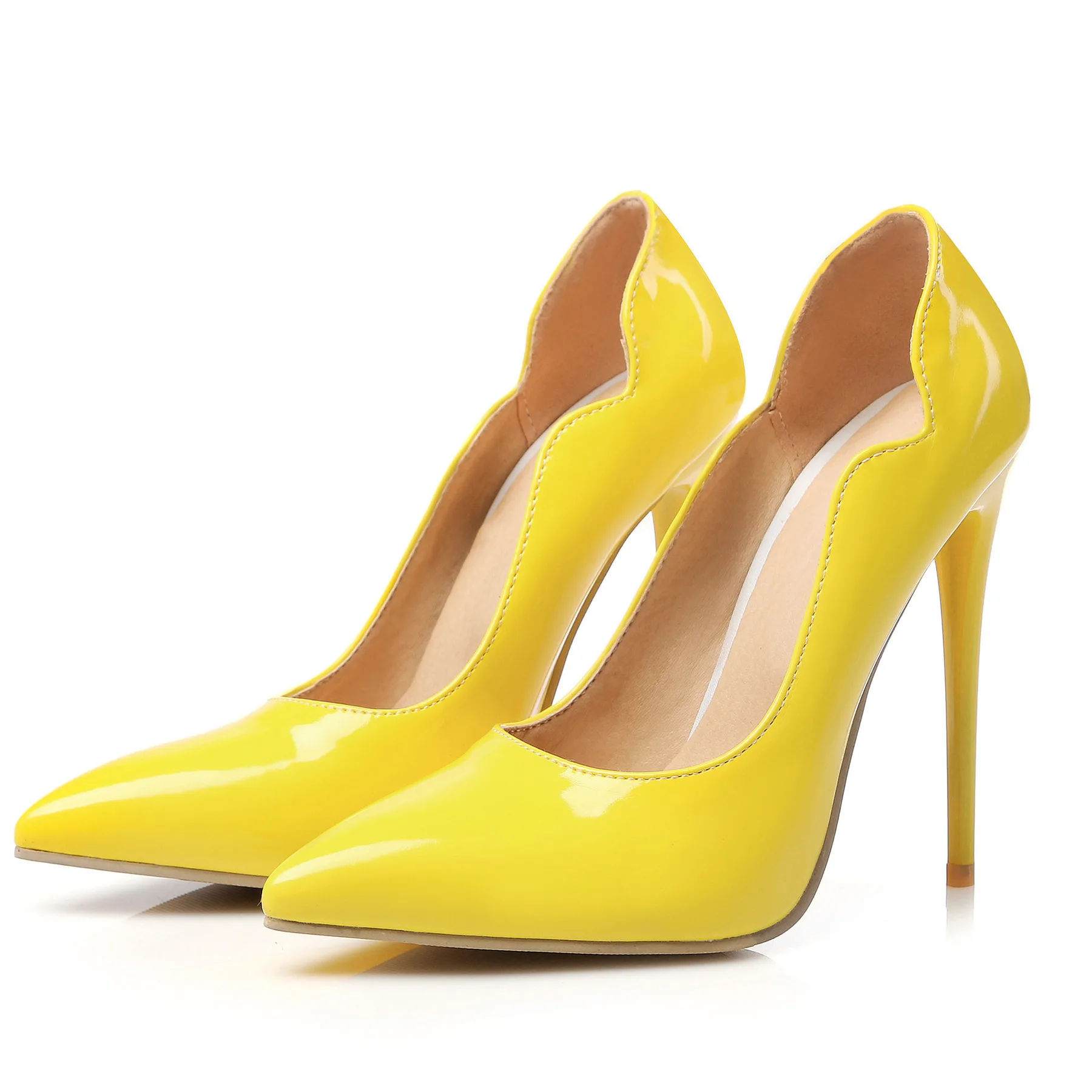 Patent Leather Women Pumps Stilettos Heeled Slip On Shoes For Party 2024 Autumn Spring Pointed Toe Shallow Mouth Slides Shoes