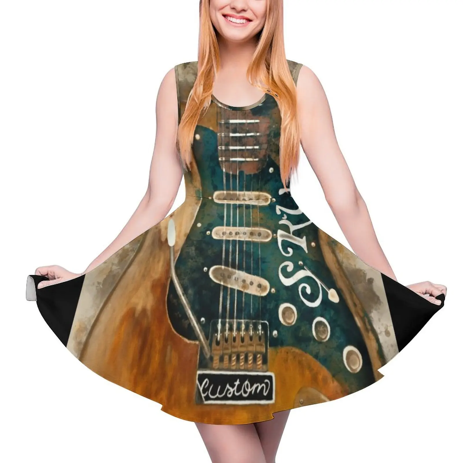 

Женское платье без рукавов Stevie, с электрогитарой, лето 2024