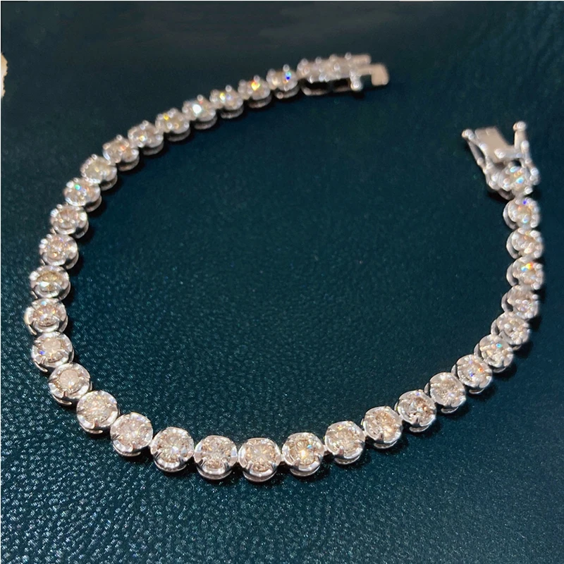 S713694e2c23b4aaba5dabe368267bfa0B Aazuo Fine Jewelry Real 18K White Gold Natrual Diamond 5.0ct Classic Tennis Bracelets For Woman Upscale Trendy Engagement Party