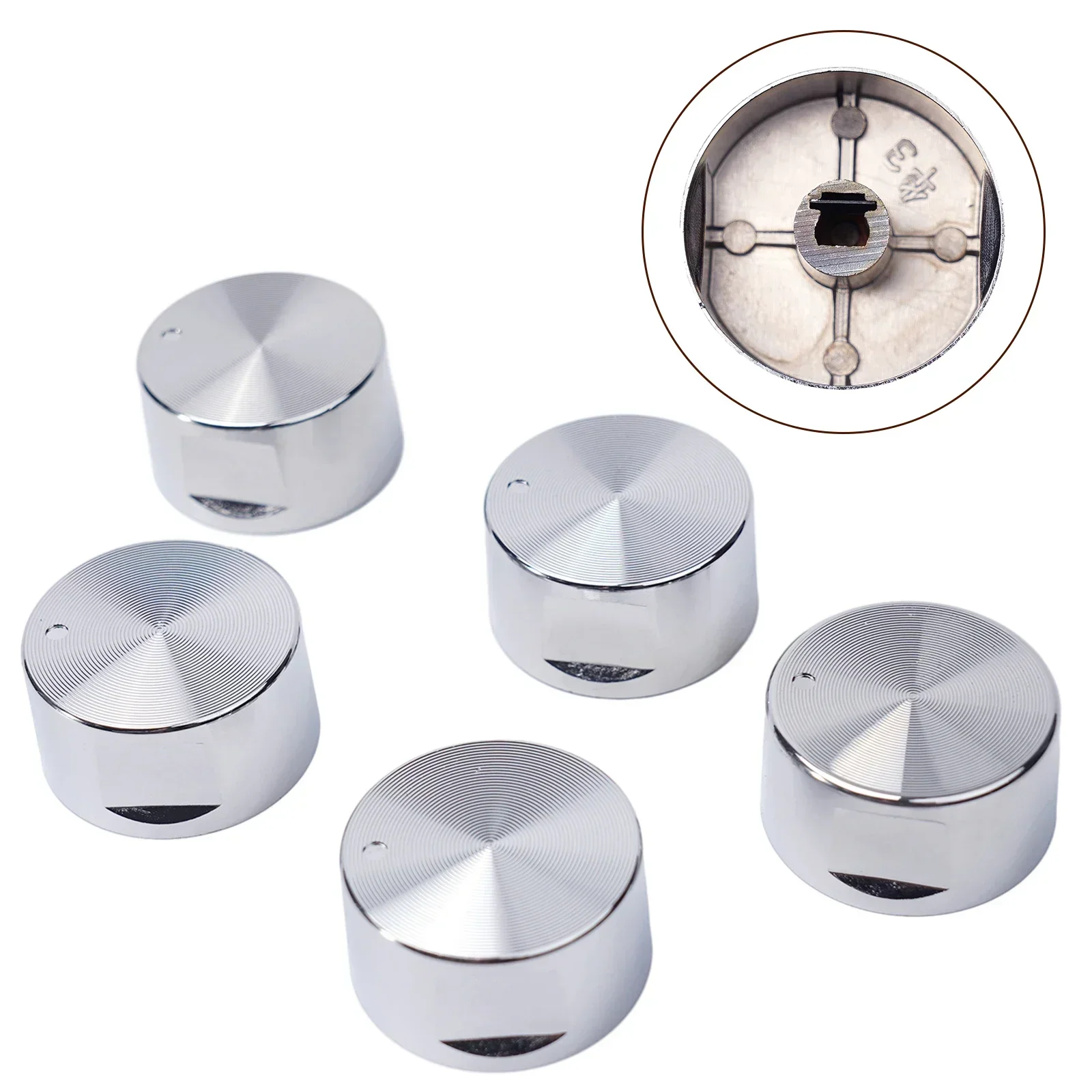 5pcs Aluminum Alloy Round Knob Gas Stove Handle Gas Stove Rotary Switches For Kitchen Accessories 6mm