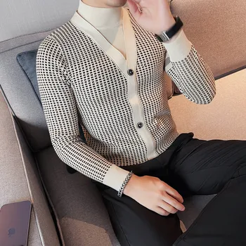 Stile britannico Autunno Inverno Nuovo maglione a collo alto per uomo Abbigliamento Semplice Slim Fit Manica lunga Pullover lavorato a maglia Pull Homme 4XL 1