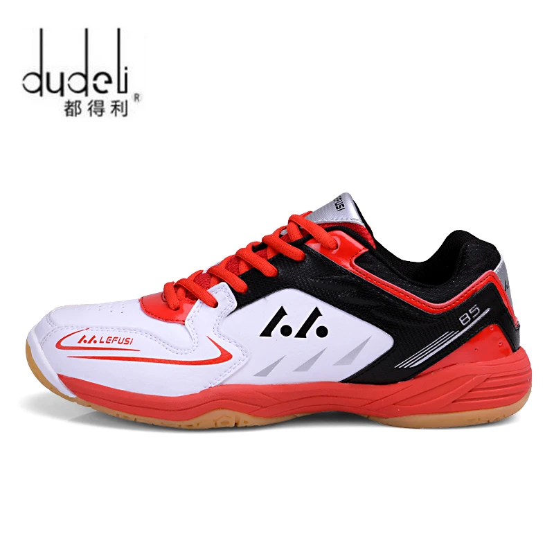 DUDELI Badminton Shoes For Men Leather Mens Badminton Sport Sneakers Big Size 11 Indoor Court Shoes Badminton Training Shoes