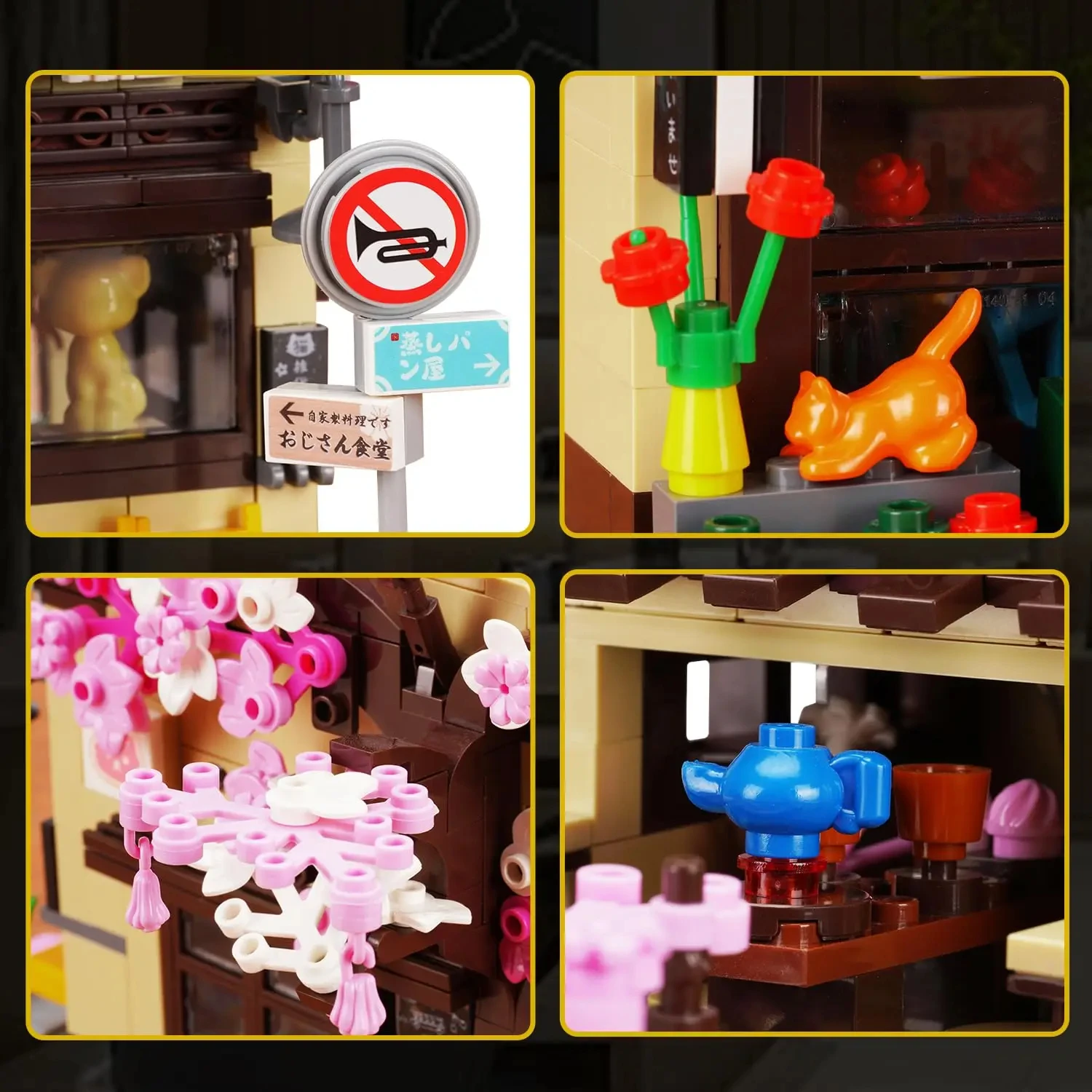 921PCS Cat Grocery Store Building Blocks Creative City Street Scene MOC Model Bricks Set With Lights Kids Educational Toys Gifts 3
