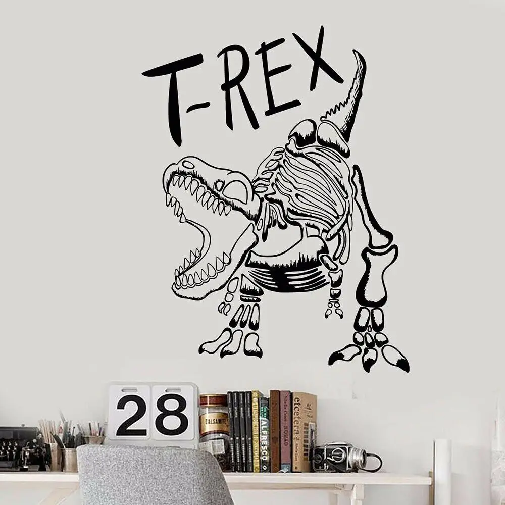 Dinosaur Wall Decal Dinosaur Skeleton T-Rex Exhibition Wall Sticker Nursery Dinosaur Animal Wall Sticker Kids Room Decor