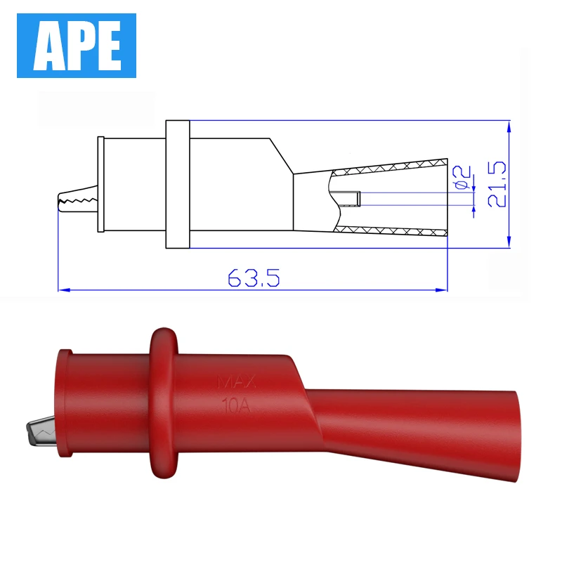 10Pcs Insulation Alligator Clips 2mm Socket Metal Crocodile Clamp Test Accessories Multimeter