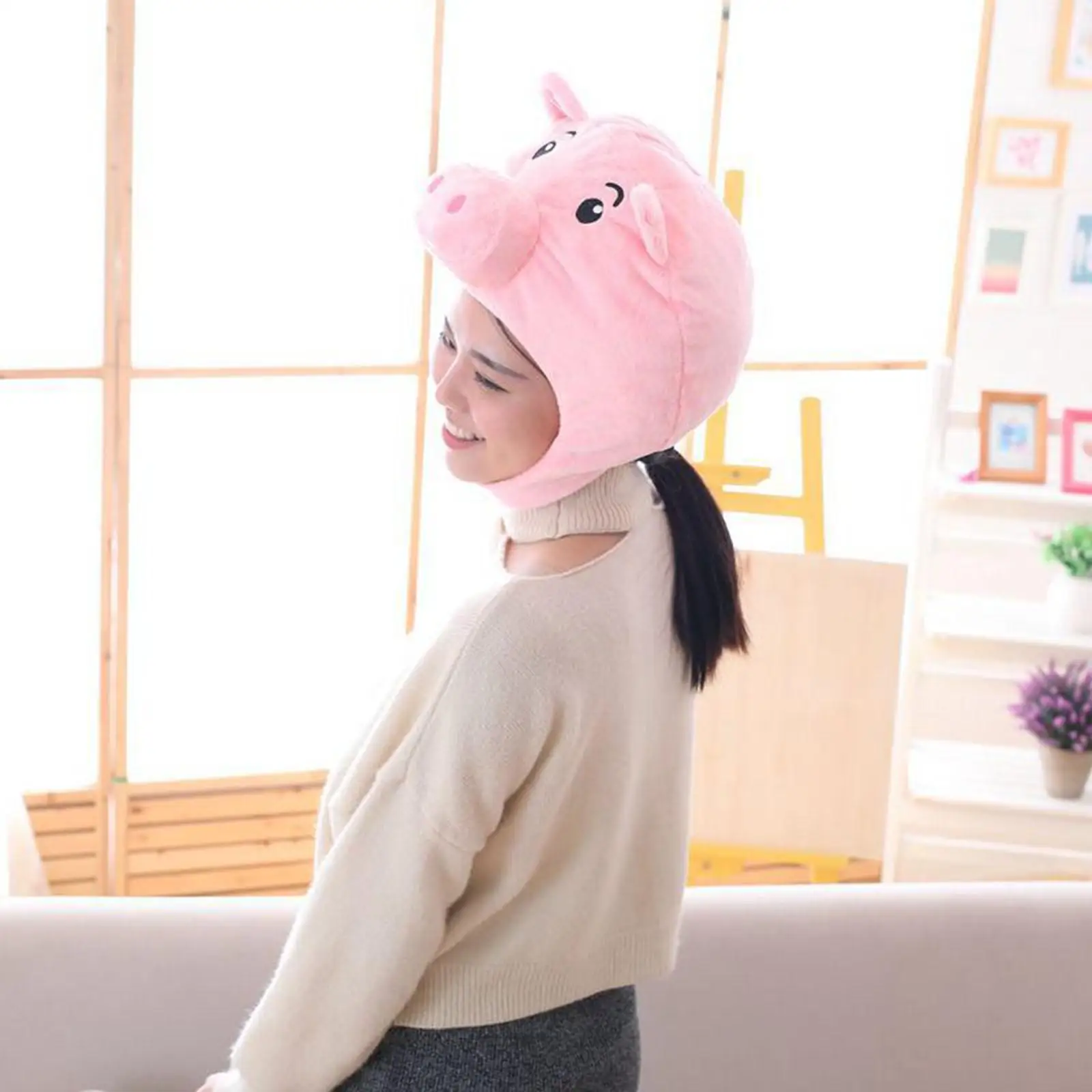 Novelty Pig Hat Cosplay Kids Adult Animal Photo Props Dress up Party Costume