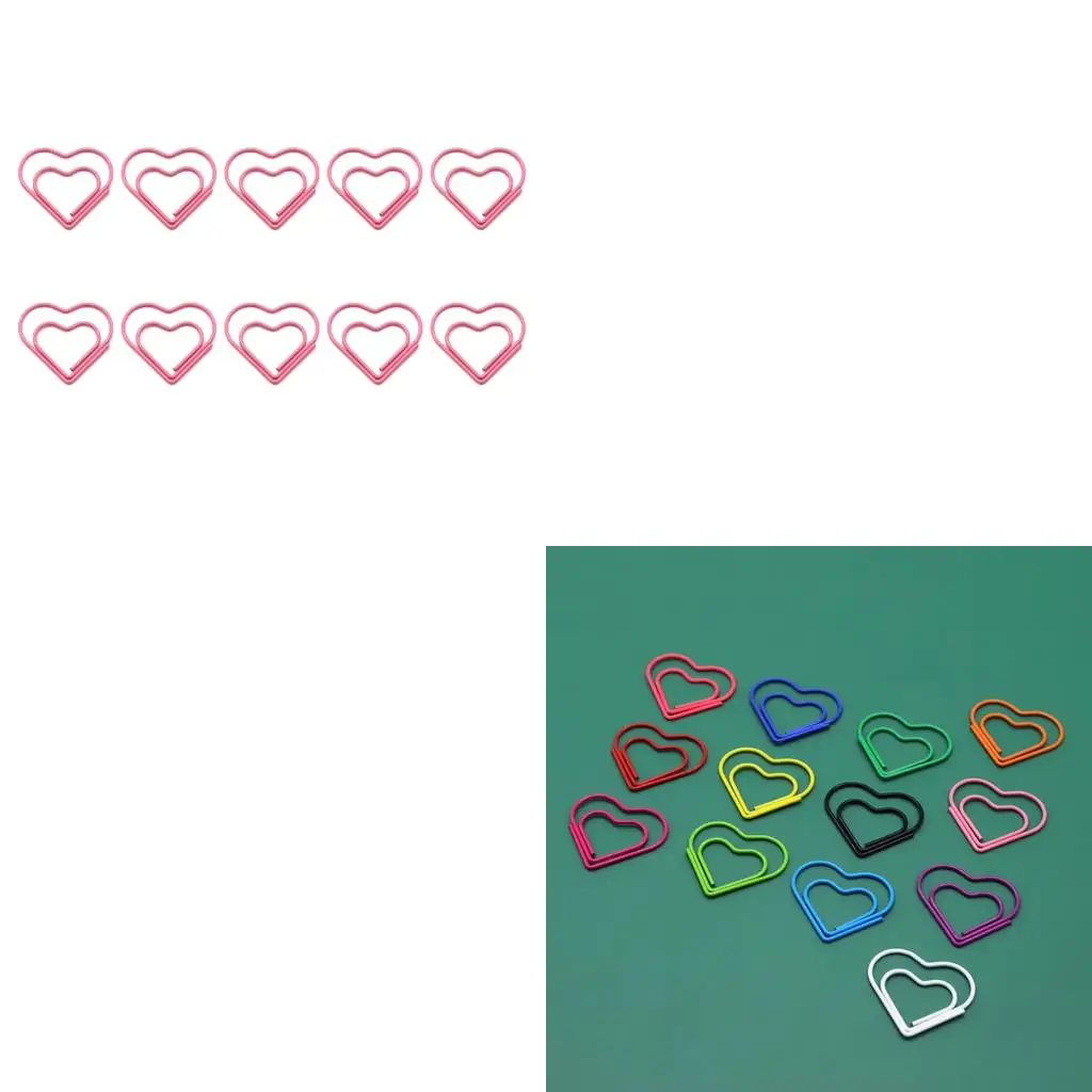 10 Pcs 금속 플래너 클립 학생을위한 작은 책갈피 하트 종이 클립