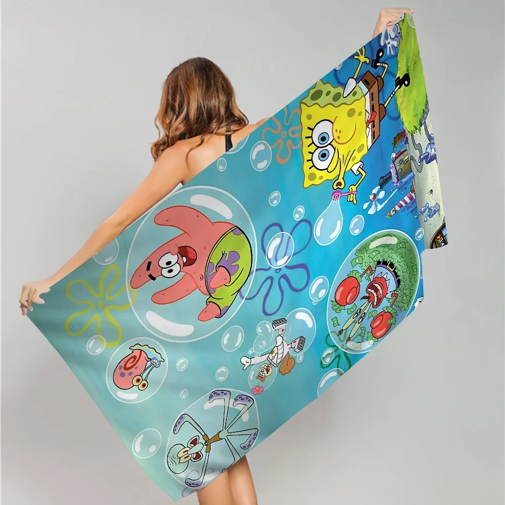 Funny-Cartoon S-Spongebobes-Cute-Pants Bath Towel Soft Water Absorbing Breathable For Girl Kids Decorative Cartoon Beach Towel 4