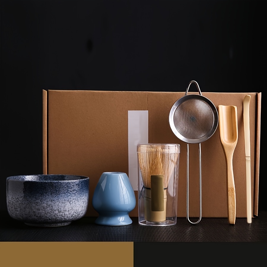 6PCS/Set Japanese-style Matcha Bowl , Spoon, Tea Whisk, Sieve Mesh, Perfect Gift For Ceremony, Traditional Decoration