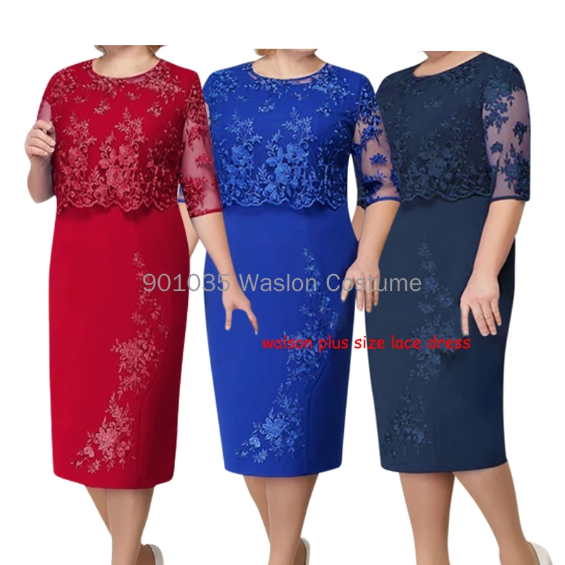 Women Plus Size Dress Summer Fashion Lace Dress Elegant Dress Mother of