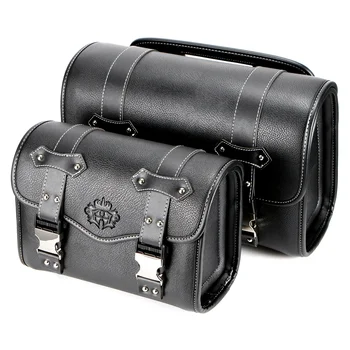 Universal Motorcycle Saddlebags Fork Bag PU Leather Luggage Pouch Side Tool Bag Saddle Bag for for Honda for Bmw for Suzuki 1