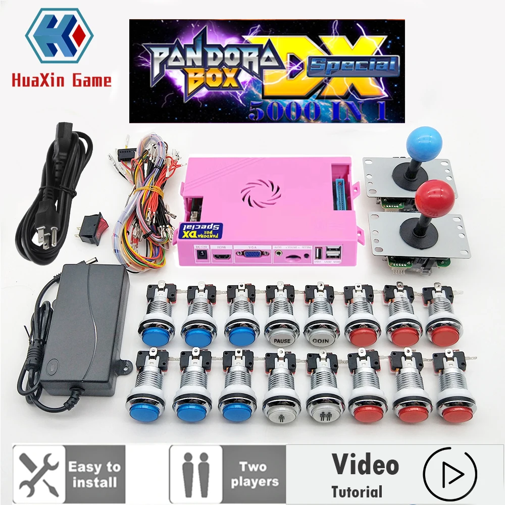 Pandora Box DX Special Arcade Machine, Copy SANWA Joystick,Chrome LED Push Button, DIY Home Cabinet with Manual, 5000 in 1 3d pandora saga box dx special 5000 in 1 arcade diy kit game console 8 way joystick led light switch push button cabinet bartop