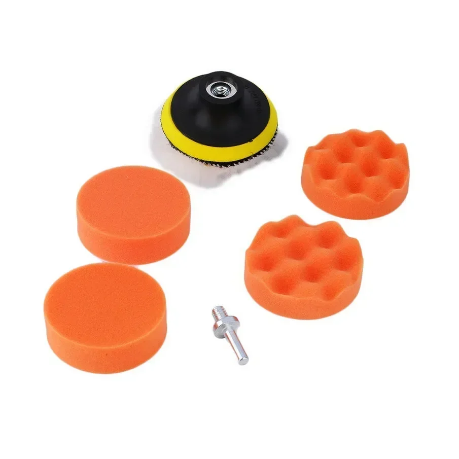 1 Set / 7Pcs 3 Inch Polishing Buffer Sponge Pad Set + Drill Adapter For Car Polisher