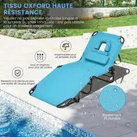 Chaise longue de plage avec trou pour le visage et coussin amovible - Chaise longue portable pour piscine et plage avec design pour se repose-tout-en-seuil et coussin 1