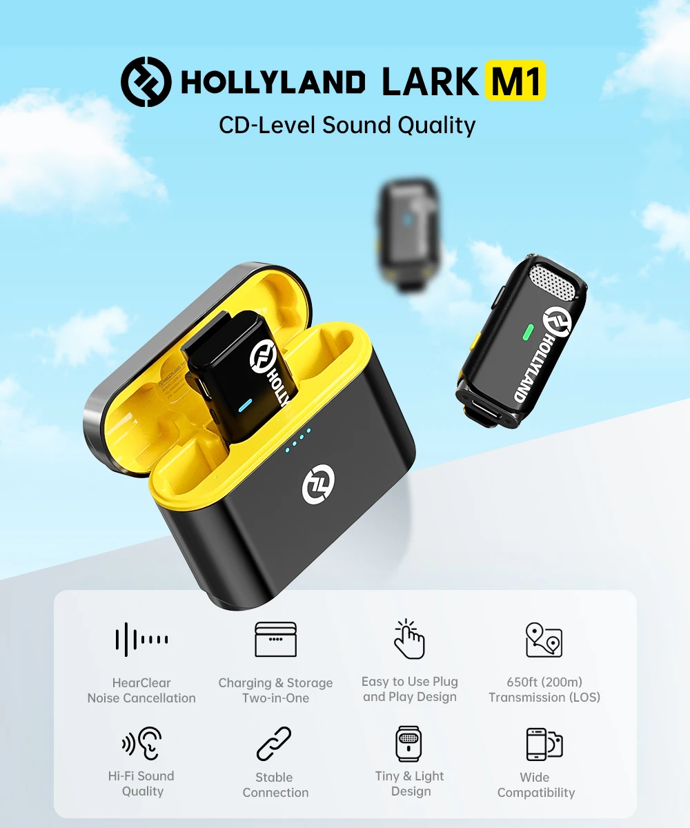 Hollyland Lark M1 Wireless Microphone for Mobile and Pc, best Lapel Mic  with Noise Cancellation - Mic Price