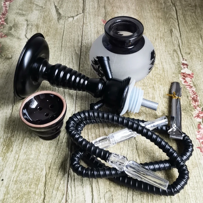 Travel Arabian Hookah Set Small Single Glass Bottle Shisha Ceramic Bowl Pipe Accessories Birthday Gift hookah accessories hookah pipes hookah set smoking pipe kit