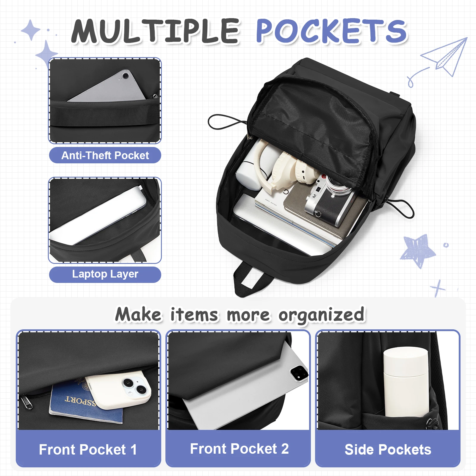 Lightweight Backpack for Women Men High School Middle Bookbag For Teenage Cute College Travel  Laptop Backpacks for Girls Boys