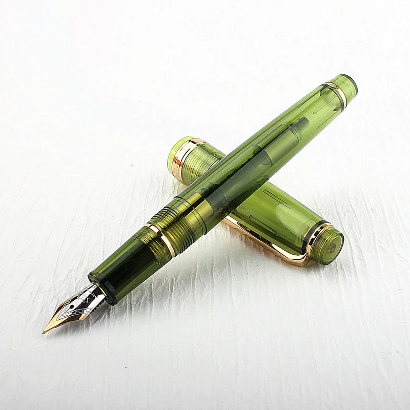 Фото JINHAO 82 перьевая ручка прозрачная ручка вращающаяся Золотая EF F M перо деловые офисные и школьные принадлежности чернильные ручки №2