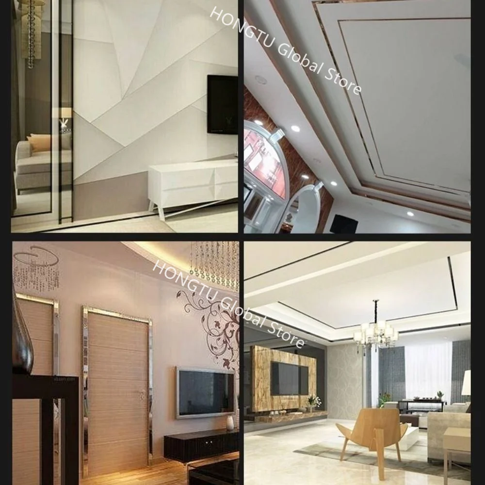 10M Gold Wall Sticker Strip Self Adhesive Living Room Decoration Mirrors Home Wall Edge Strip wall sticker wall stickers