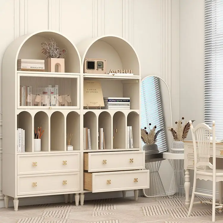 Mobili Soggiorno In Legno Massello Arco Per Rendere Vecchio Retro Tubo-Legno Massello Bianco Libreria Per Bambini