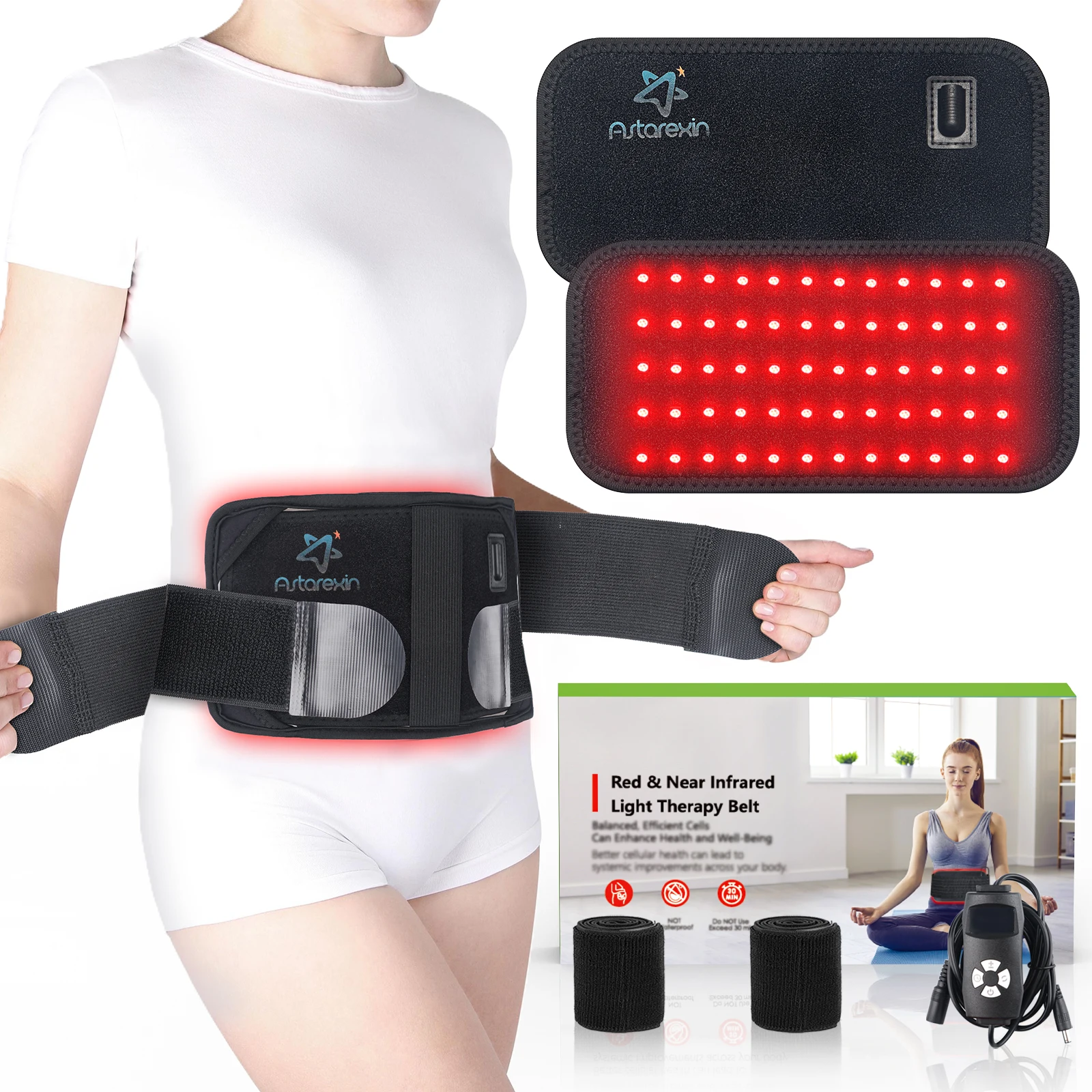 60 LEDs 660nm Red Light Infrared Belt 850nm Back Burn Fat Wrap Slimming Machine Waist Heat Pad For Muscle Soreness Skin Care