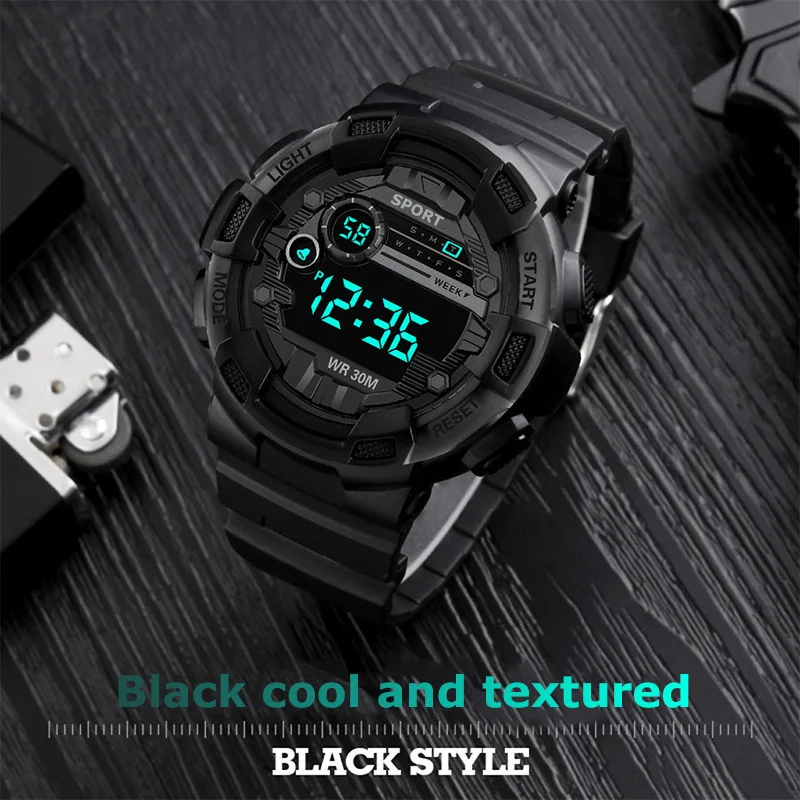 YIKAZE Men's Sports Watches Waterproof Luminous Multifunction Clock Cool Outdoor Digital Fitness Military Watch for Man Student