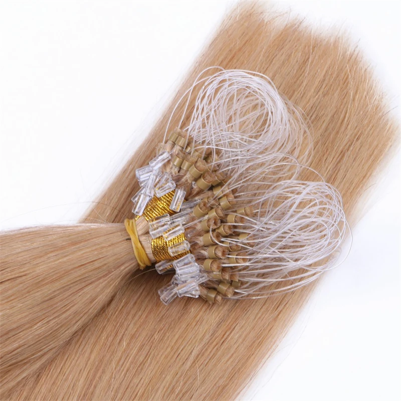 Straight Micro Loop Hair Extension Human Hair Brazilian Remy Extensions for Women Invisible Fishing Line Nanolink