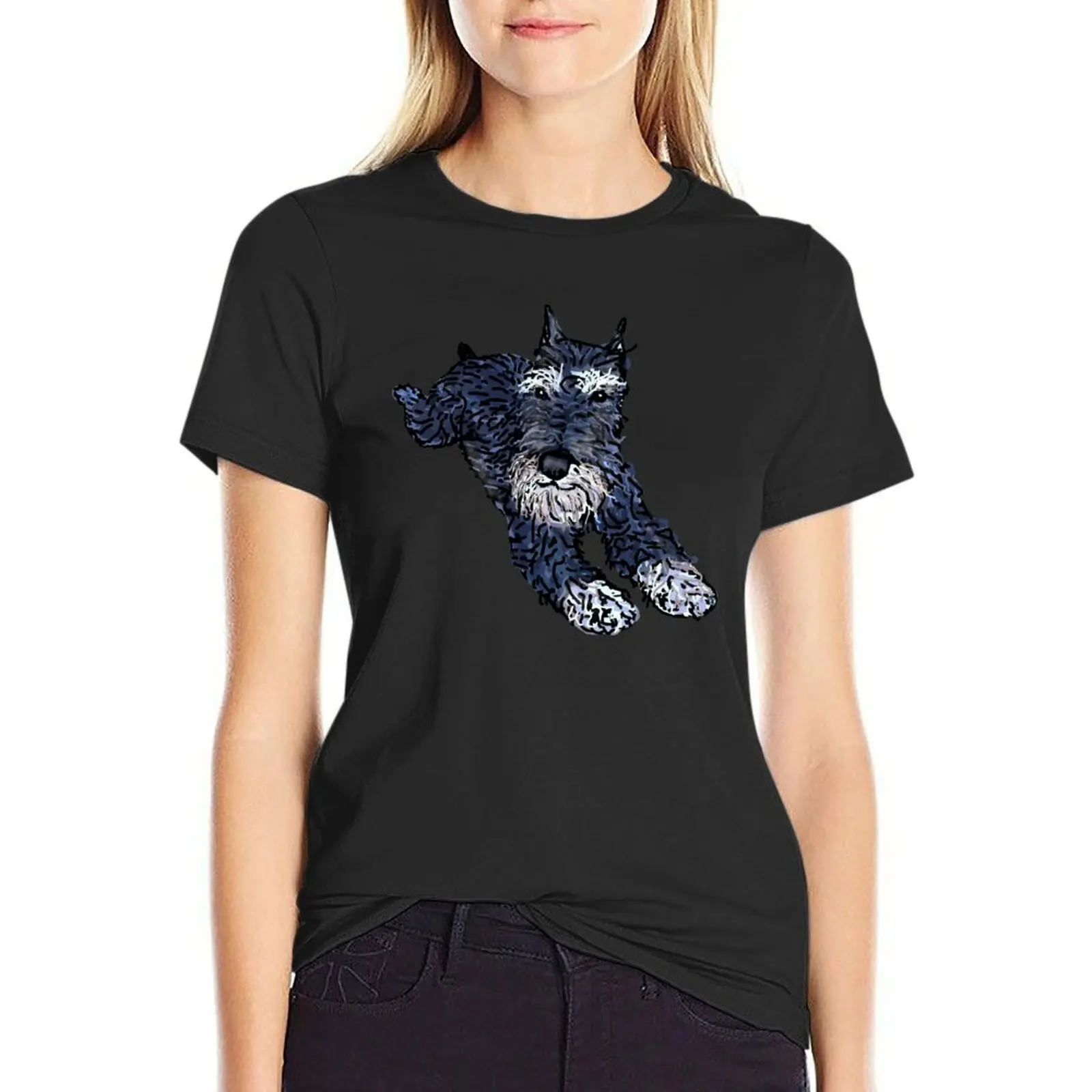 

Funny miniature schnauzer, cute puppy face T-shirt cute tops tops Blouse rock and roll t shirts for Women