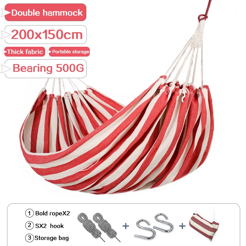 Double Wide Thick Canvas Hammock Portable Hammock Outdoor Single Double Anti-rollover Swing Outdoor Indoor Household
